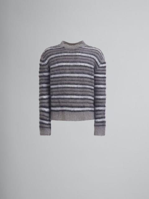 GREY STRIPED MOHAIR JUMPER