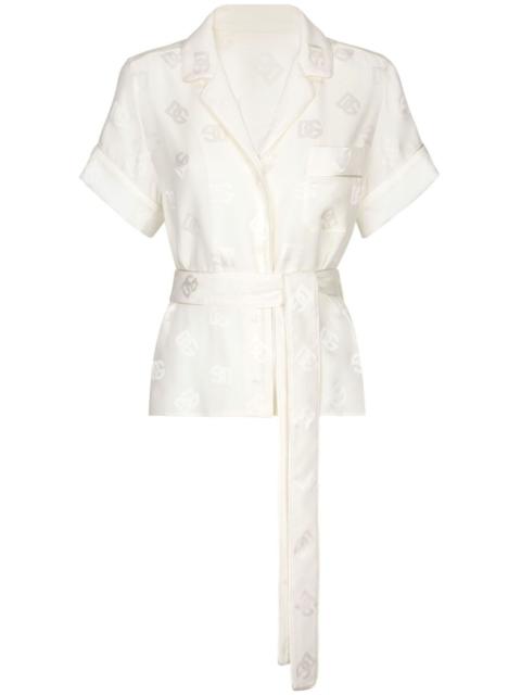 Dolce & Gabbana monogram-jacquard tied-waist shirt
