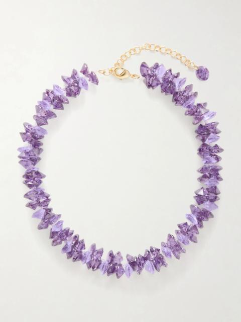 ROXANNE ASSOULIN The Cubic Cluster gold-tone cubic zirconia and crystal necklace Purple