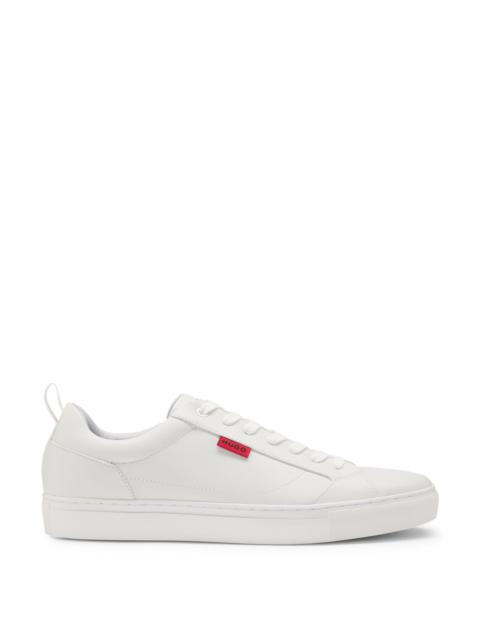 HUGO FAUX-LEATHER TRAINERS WITH RED LOGO FLAG
