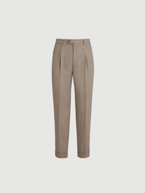 Brunello Cucinelli Virgin wool, cotton and silk mouliné trousers with pleat