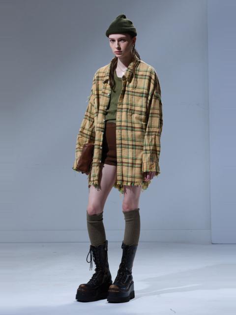 R13 SHREDDED SEAM DROP NECK SHIRT