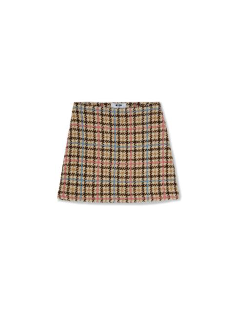 MSGM Blended wool mini skirt with "Micro Check Wool" motif