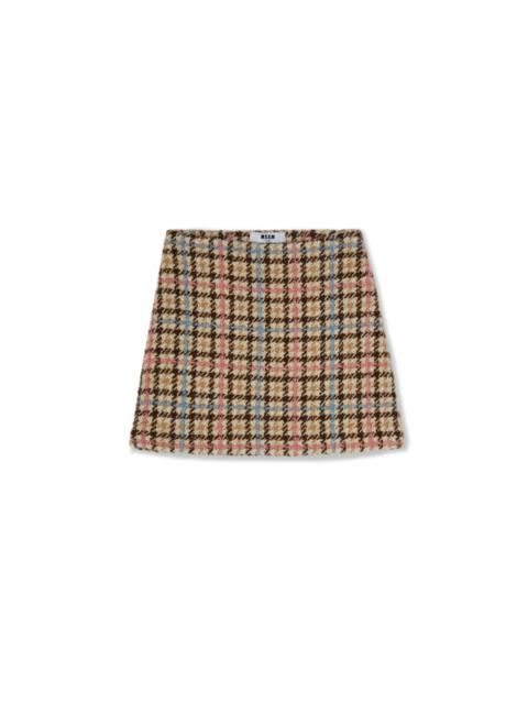 Blended wool mini skirt with "Micro Check Wool" motif