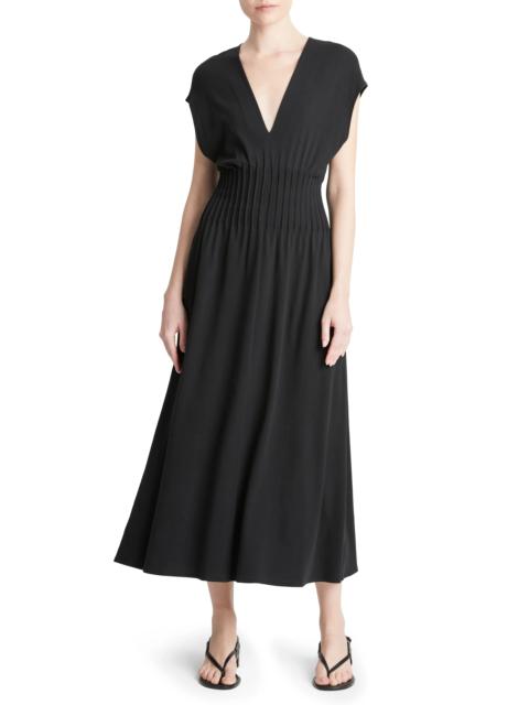 Pintuck V-Neck Maxi Dress