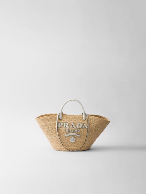 Prada Large raffia and leather shopping bag