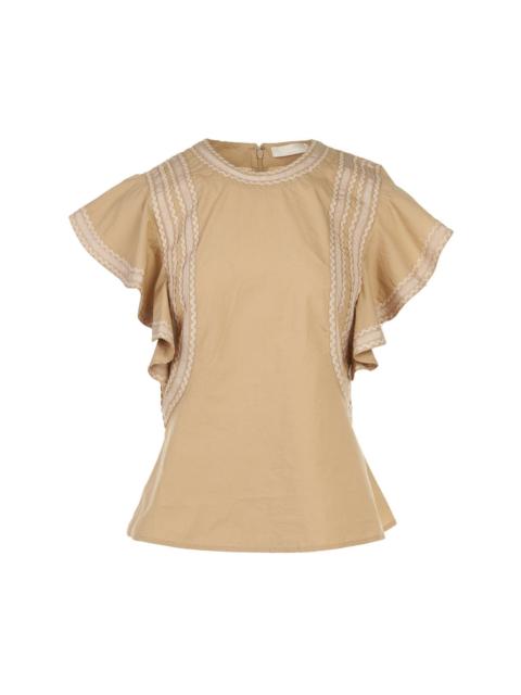 ULLA JOHNSON Anora Flutter Sleeve Top