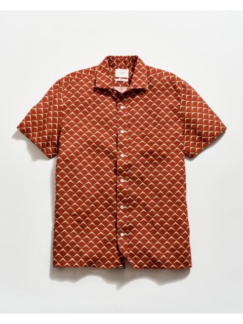 Billy Reid Short Sleeve Pagoda Tile Linen Treme Shirt