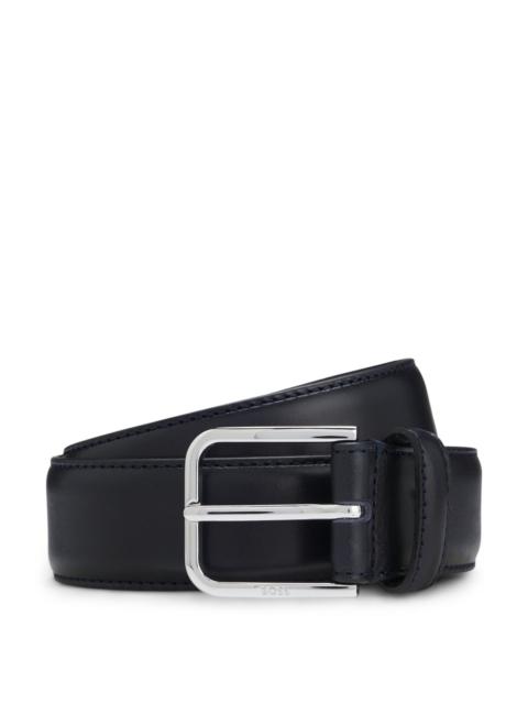 BOSS LEATHER BUSINESS BELT WITH POLISHED SILVER BUCKLE