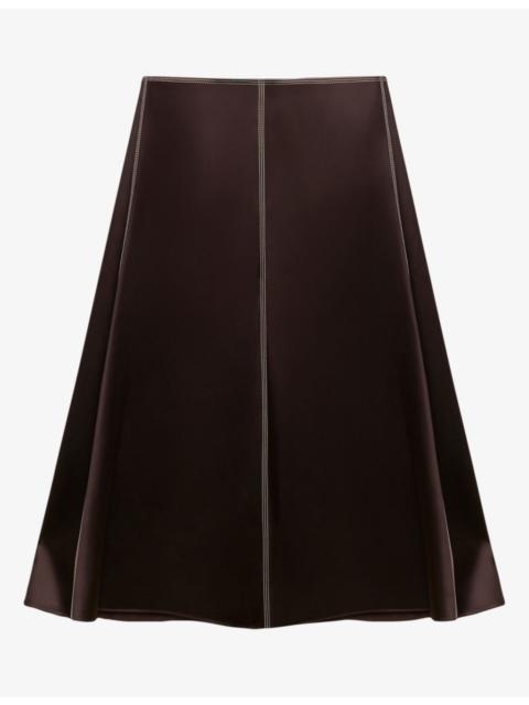 Marni Contrast-Stitch Satin Midi Skirt