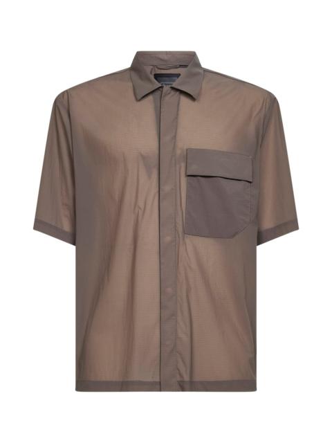 Herno Dove grey stretch ripstop short-sleeved shirt