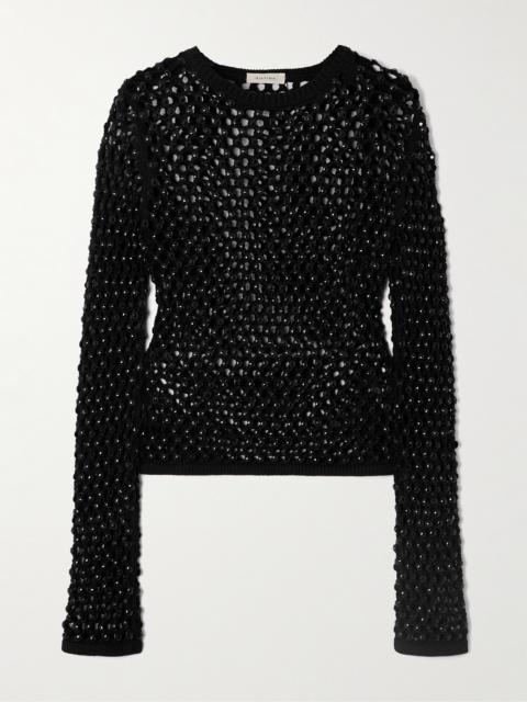 diotima Enid Crystal-embellished Crocheted Cotton-blend Top