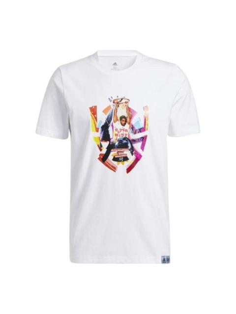 adidas adidas Abstraction Cartoon Basketball Sports Round Neck Short Sleeve White GH6719