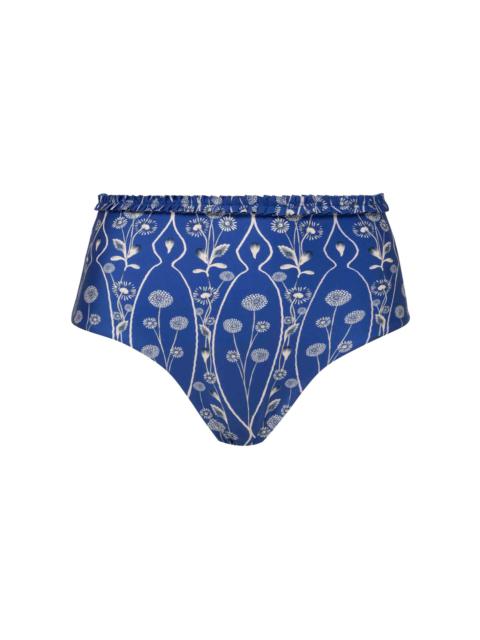 Agua by Agua Bendita Nopal Petalo High-Waisted Bikini Bottom blue