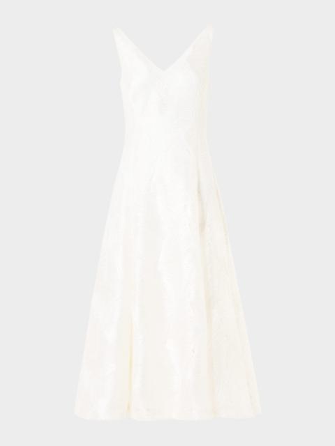 AKRIS Lacquered Sea Faille Sleeveless Midi Dress