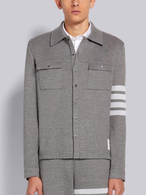 Medium Grey Double Face Cotton Knit 4-Bar Button Down Shirt Jacket