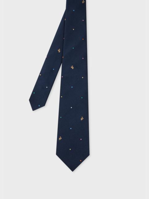 Paul Smith Navy Blue Silk 'Polka Dot Rabbit' Tie