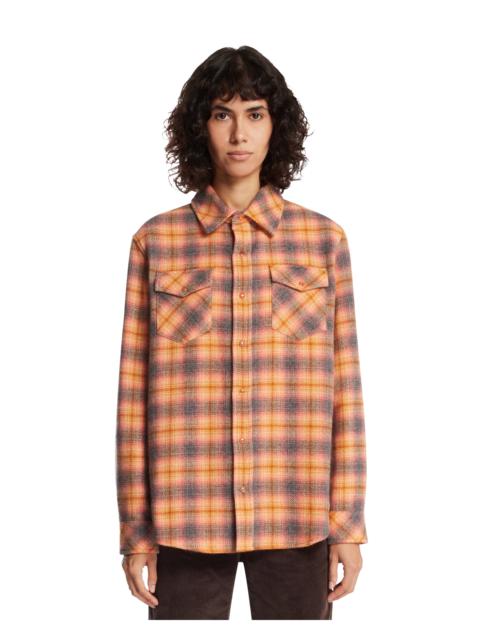 God’s True Cashmere Orange Olive Shadow Tartan Cashmere Shirt