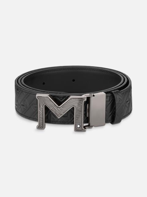 Montblanc M buckle embossed black/plain black 35 mm reversible leather belt