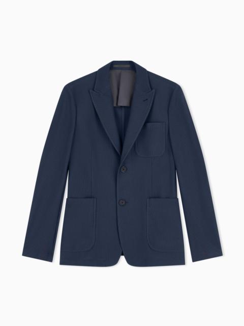 GIORGIO ARMANI Icon single-breasted jacket in technical waffle fabric