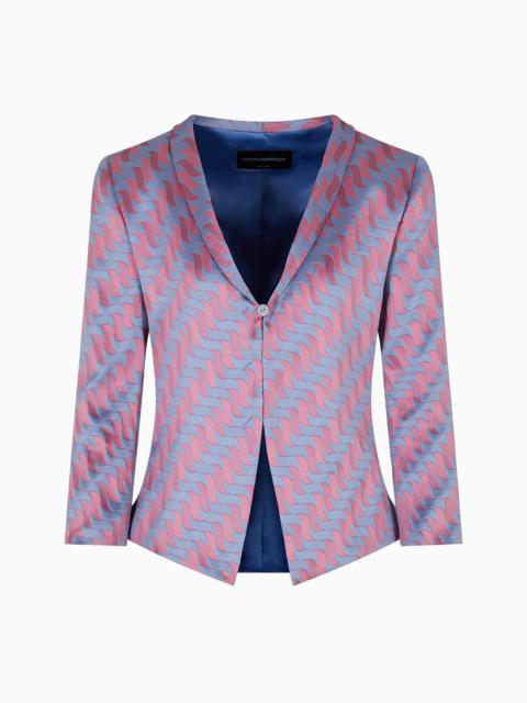 EMPORIO ARMANI Two-tone wave-motif jacquard jacket with shawl collar