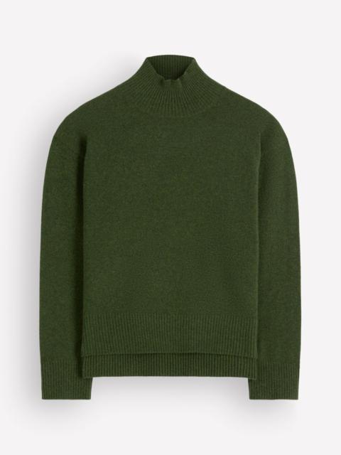 BODEN Fay High Neck Cashmere Sweater-Kale Leaf Melange