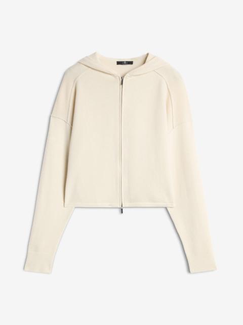 7 For All Mankind Cashmere Zipper Hoodie in Ice White