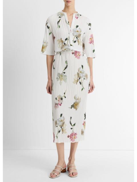 Vince Wilted Peony Pleated Side-Tie Skirt