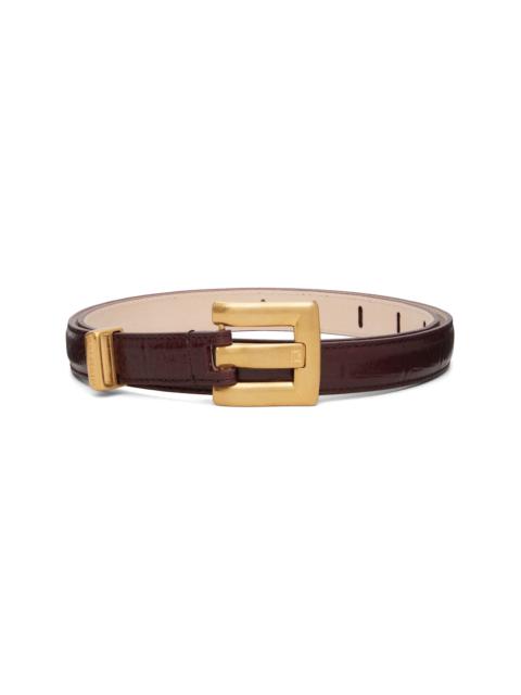 Balmain Burgundy Anthem Textured Leather Belt