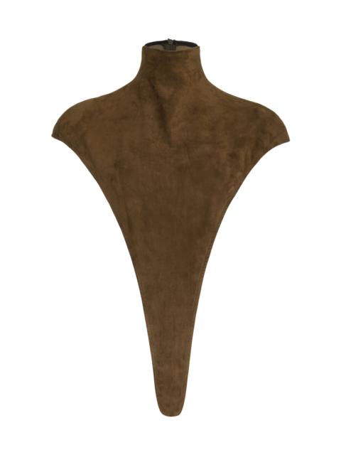 LaQuan Smith Stretch-Suede Bodysuit green