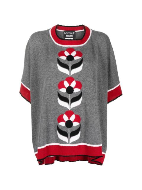 Moschino intarsia-knit floral poncho top