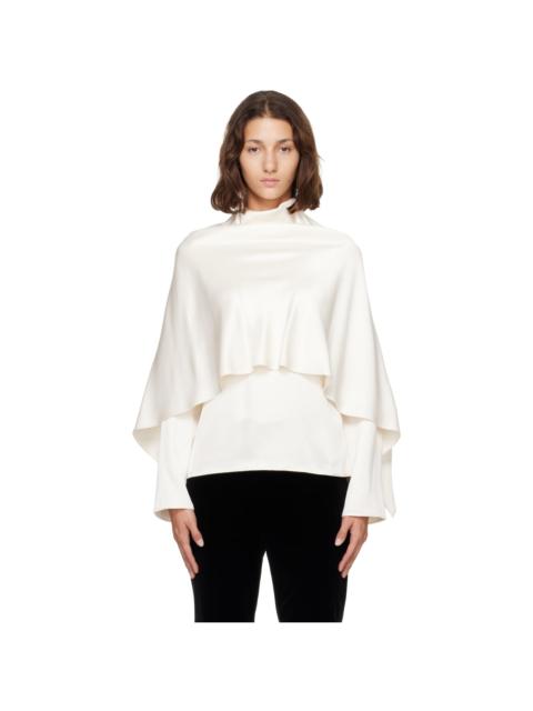 RÓHE Off-White Satin Cape Blouse