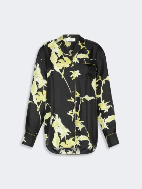 Sportmax MANDARE Long printed silk shirt - BLACK