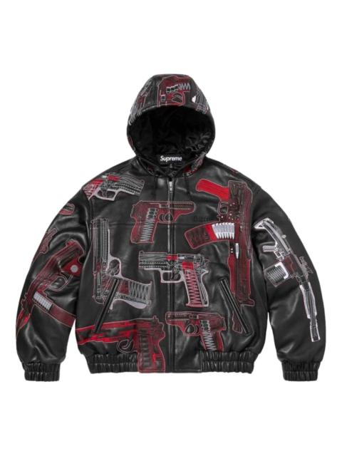 Supreme Supreme SS26 Guns Embroidered Hooded Leather Jacket 'Black' SUP-SS26-050-BLK