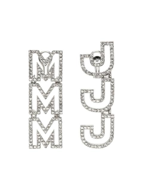 Marc Jacobs Silver MJ Logo Crystal Earrings