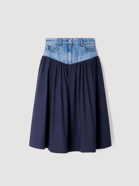 Sandro MIXED-MATERIAL MAXI SKIRT