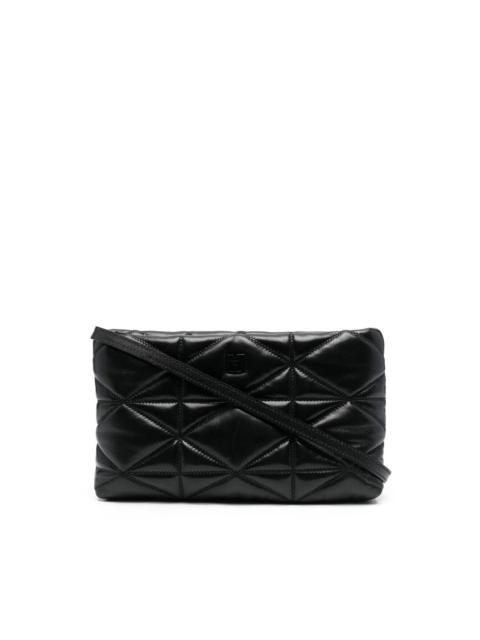 Large Travia Quilted Shoulder Bag in Crushed Leather Black