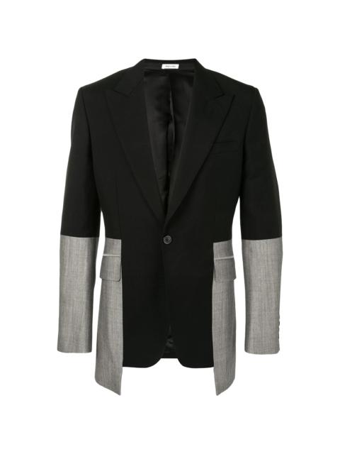 two-tone single-breasted suit jacket