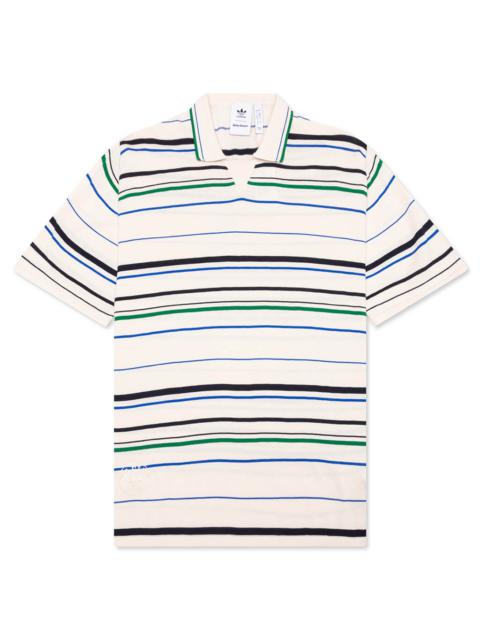 adidas Originals ADIDAS X WALES BONNER KNIT POLO - WONDER WHITE/GREEN/BLUE BIRD