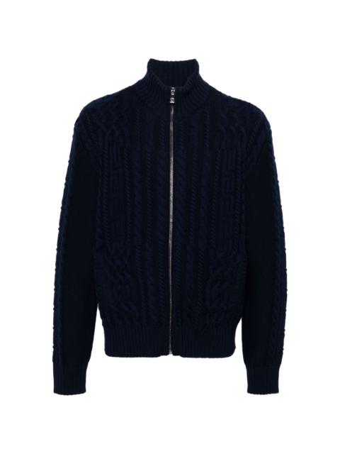 cable-knit virgin wool cardigan