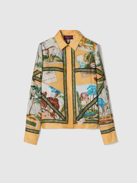 GUCCI Printed silk twill shirt