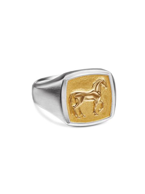 DAVID YURMAN Men's Petrvs Horse Pinky Ring in Sterling Silver and 18K Yellow Gold - Gold