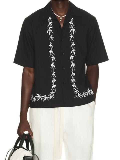 COMMAS Palm Embroidery Bowling Shirt