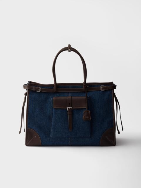 Prada Prada Bonnie denim and leather tote bag