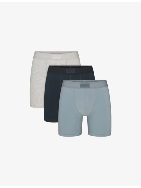 SKIMS Branded-Waisband Pack of Three Cotton-Blend Boxer Briefs