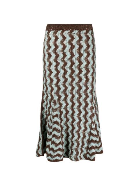WALES BONNER Ocean zigzag cotton skirt