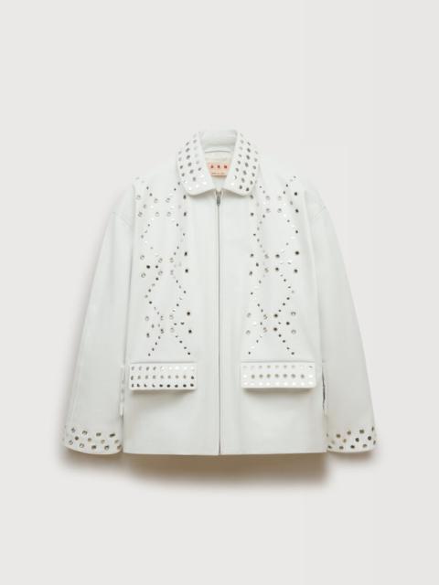 Marni WHITE LEATHER JACKET WITH STUDS
