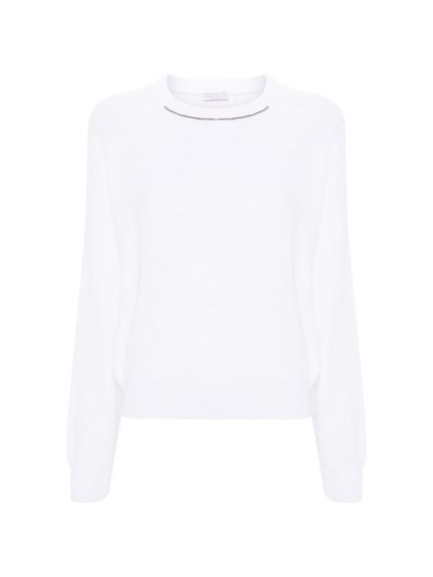 Monili bead-embellished cotton jumper