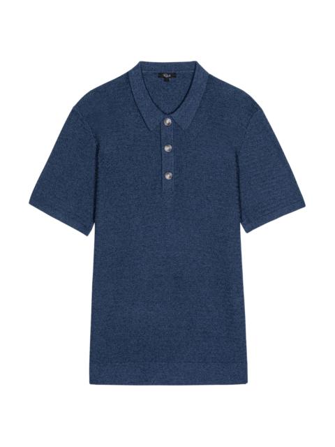 Rails Men's Nathan Cotton-Cashmere Herringbone Knit Polo Shirt - Harbour