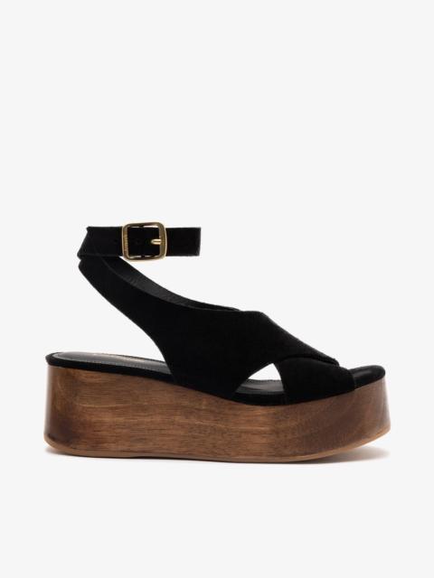 Larroudé Miranda Flatform Sandal In Black Suede